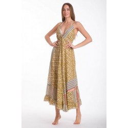 Rima-Beachwear 3507-03, Βαμβακερό Φόρεμα Boho Style με σφηγκοφωλιά, MULTI COLOR