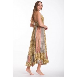 Rima-Beachwear 3507-03, Βαμβακερό Φόρεμα Boho Style με σφηγκοφωλιά, MULTI COLOR