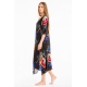 Rima-Beachwear 359-17, Μακρύ Καφτάνι Viscose Crincle με σχέδια, ΜΑΥΡΟ
