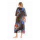 Rima-Beachwear 359-17, Μακρύ Καφτάνι Viscose Crincle με σχέδια, ΜΑΥΡΟ