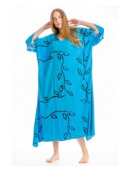 Rima-Beachwear 359-62, Μακρύ Καφτάνι Viscose Crincle με σχέδια, ΤΥΡΚΟΥΑΖ