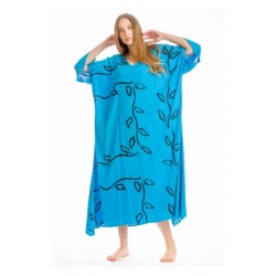 Rima-Beachwear 359-62, Μακρύ Καφτάνι Viscose Crincle με σχέδια, ΤΥΡΚΟΥΑΖ