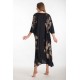 Rima-Beachwear 359-69, Μακρύ Καφτάνι Viscose Crincle με σχέδια, ΜΑΥΡΟ