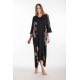 Rima-Beachwear 359-69, Μακρύ Καφτάνι Viscose Crincle με σχέδια, ΜΑΥΡΟ