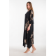 Rima-Beachwear 359-69, Μακρύ Καφτάνι Viscose Crincle με σχέδια, ΜΑΥΡΟ