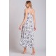 Rima-Beachwear 3619-01, Μακρύ Φόρεμα Βισκόζ με τιράντα και σχέδιο, ΜΠΛΕ