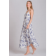 Rima-Beachwear 3619-01, Μακρύ Φόρεμα Βισκόζ με τιράντα και σχέδιο, ΜΠΛΕ