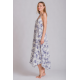 Rima-Beachwear 3619-01, Μακρύ Φόρεμα Βισκόζ με τιράντα και σχέδιο, ΜΠΛΕ