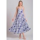 Rima-Beachwear 3619-02, Μακρύ Φόρεμα Βισκόζ με τιράντα και γεωμετρικό σχέδιο, ΜΠΛΕ