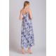 Rima-Beachwear 3619-02, Μακρύ Φόρεμα Βισκόζ με τιράντα και γεωμετρικό σχέδιο, ΜΠΛΕ