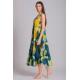 Rima-Beachwear 3619-04, Μακρύ Φόρεμα Βισκόζ με τιράντα και εμπριμέ σχέδιο, ΚΙΤΡΙΝΟ
