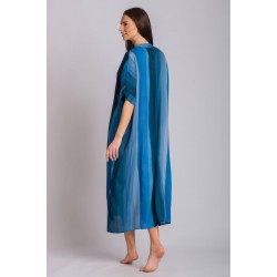 Rima-Beachwear 6522-01, Μακρύ Καφτάνι Παραλίας με τσέπες, ΜΠΛΕ