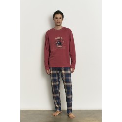 Promise H35073, Ανδρική Πυζάμα 3τμχ Interlock με Ζακέτα Fleece,   ΜΠΛΕ