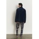 Promise H35073, Ανδρική Πυζάμα 3τμχ Interlock με Ζακέτα Fleece,   ΜΠΛΕ