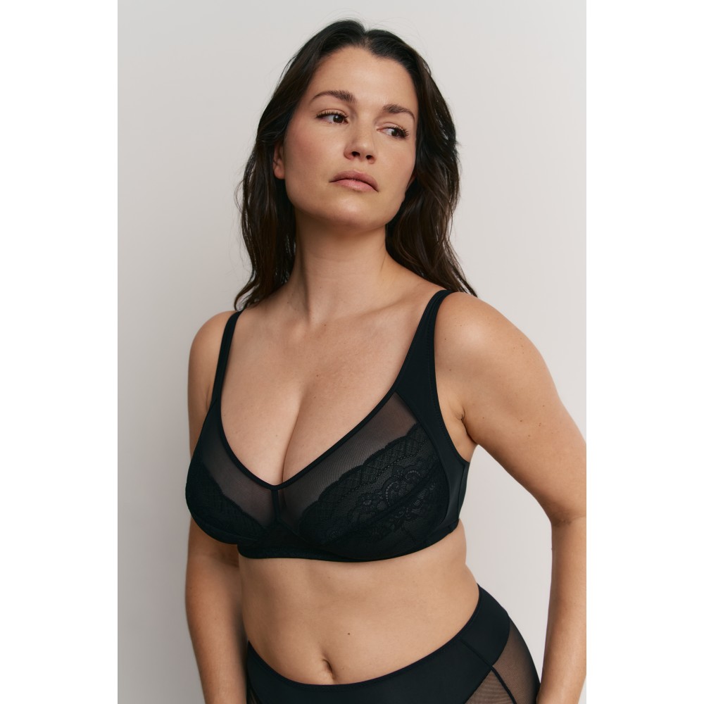 Promise W2021, Σουτιέν Δαντέλα  Bralette χωρίς μπανέλα, ΜΑΥΡΟ