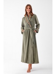 Μάξι Ρόμπα  PEN-KY LINGERIE 23991D3 από απαλό προβατάκι με μάλλινη διακοσμηιτκή τρέσσα, ΛΑΔΙ