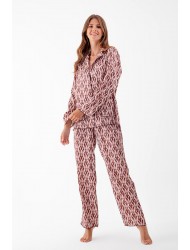 Pen-ky Lingerie 36640D3, Γυναικεία Σατέν Πυζάμα Κουμπωτή Seniorita, ΣΟΜΟΝ-ΒΙΟΛΕΤΙ