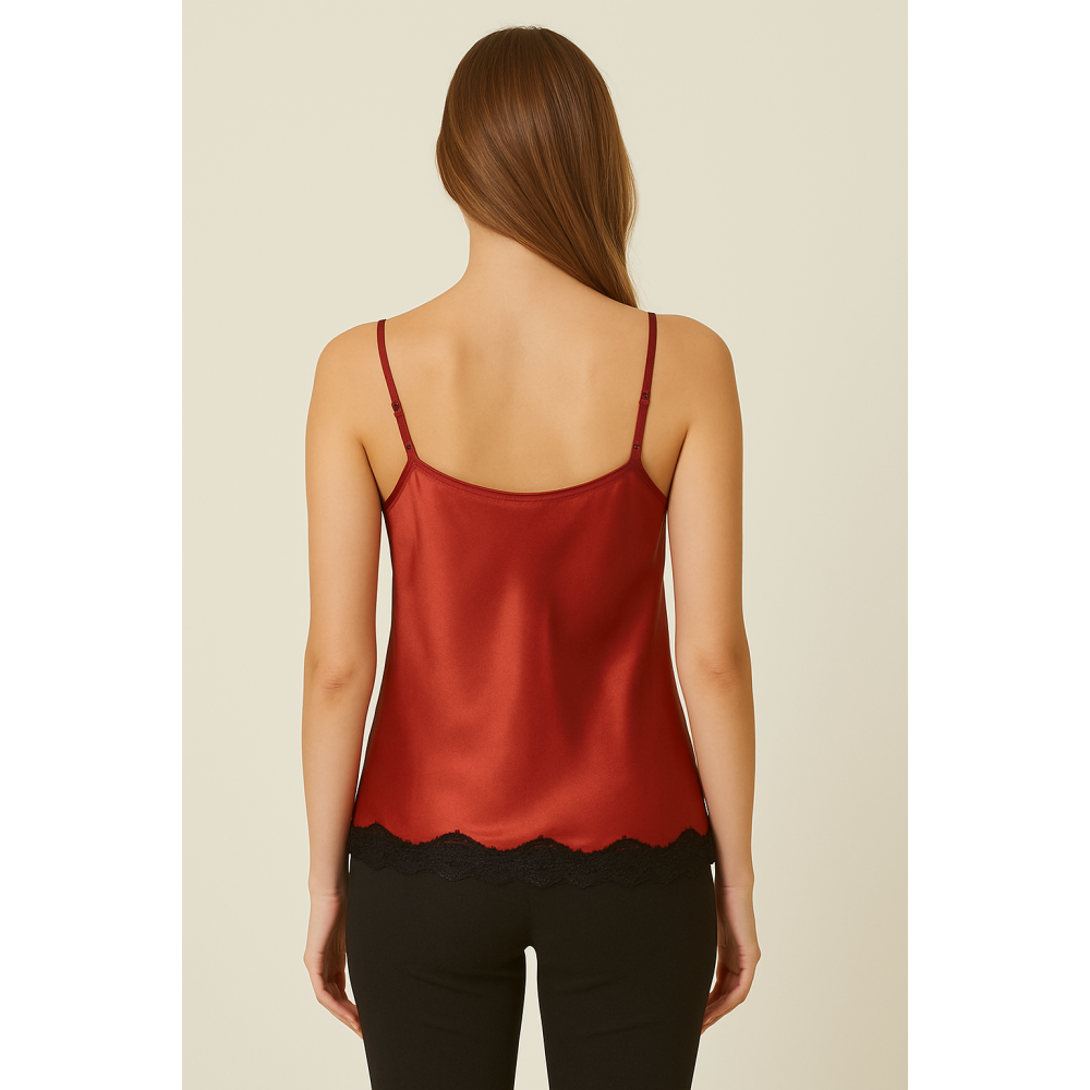 Σατέν Γυναικείο Τοπ Pen-ky Lingerie 56023, με δαντέλα ΚΕΡΑΜΙΔΙ