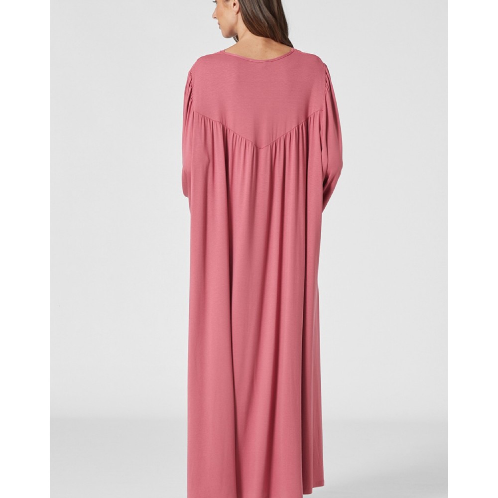 Pen-ky Lingerie, Florida 12698D1-633 Μάξι Νυχτικό με σούρα Υπερμεγέθη,  ΣΚΟΥΡΟ ΡΟΖ