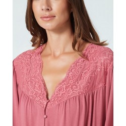 Pen-ky Lingerie, Florida 12698D1-633 Μάξι Νυχτικό με σούρα Υπερμεγέθη,  ΣΚΟΥΡΟ ΡΟΖ
