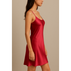 Μίνι Σατέν Νυχτικο Pen-ky Lingerie 16011 Stephan με λεπτό τιραντάκι, ΒΑΘΥ ΚΟΚΚΙΝΟ