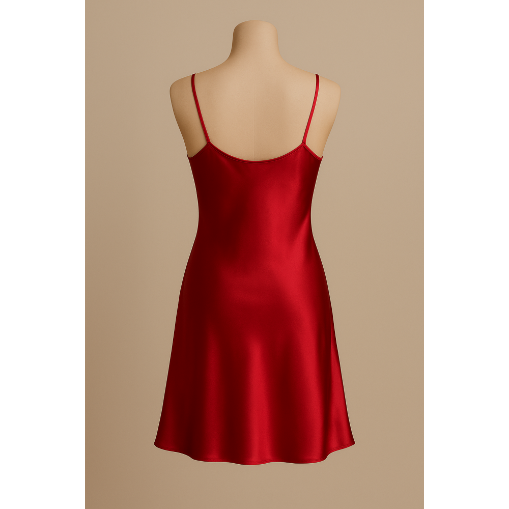 Μίνι Σατέν Νυχτικο Pen-ky Lingerie 16011 Stephan με λεπτό τιραντάκι, ΒΑΘΥ ΚΟΚΚΙΝΟ