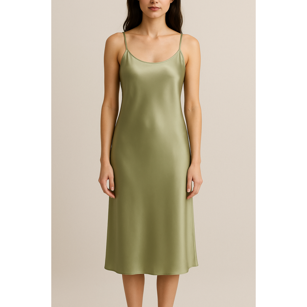 Μίντι Σατέν Νυχτικό Pen-ky Lingerie 16811 Silla  με λεπτό τιραντάκι, ΛΑΔΙ