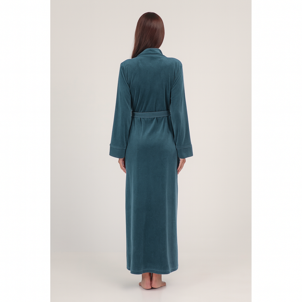 Maxi Ρόμπα Βελούδο Pen-ky Lingerie 29993 με διακοσμητική τρέσσα στο γιακά, ΠΕΤΡΟΛ