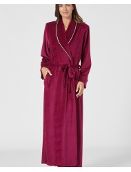 Pen-ky Lingerie 29995D5, Ρόμπα Μάξι Βελούδινη σταυρωτή με ζώνη, ΣΚΟΥΡΟ ΦΟΥΞΙΑ