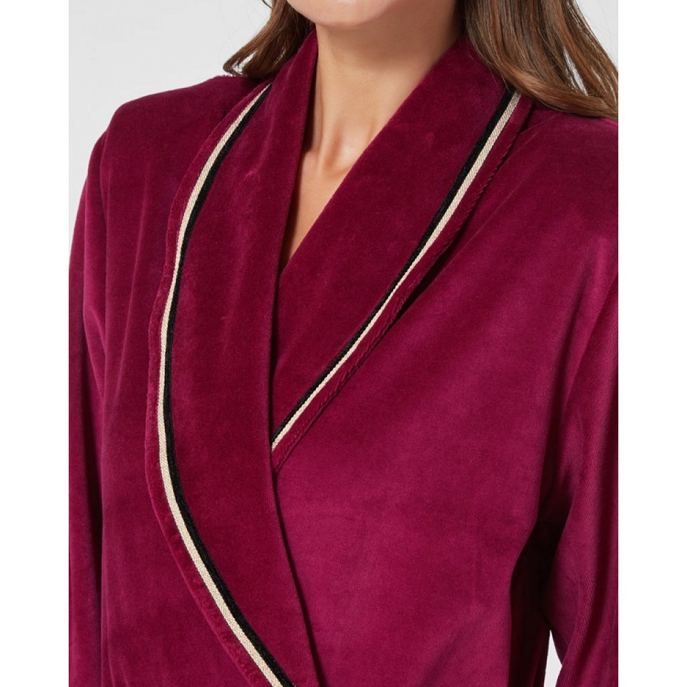 Pen-ky Lingerie 29995D5, Ρόμπα Μάξι Βελούδινη σταυρωτή με ζώνη, ΣΚΟΥΡΟ ΦΟΥΞΙΑ