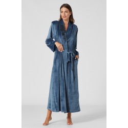 Pen-ky Lingerie 29997D5, Γυναικεία Βελούδινη Ρόμπα Μάξι Σταυρωτή, ΜΠΛΕ