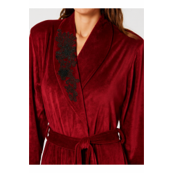 Pen-ky Lingerie 29997D5, Γυναικεία Βελούδινη Ρόμπα Μάξι Σταυρωτή,  ΜΠΟΡΝΤΟ