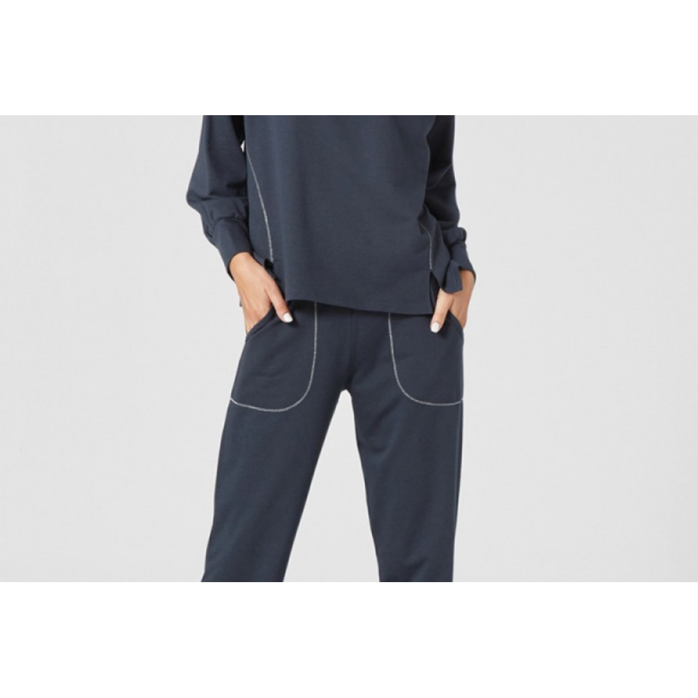 Pen-ky Lingerie 32983D5, Γυναικεία Φόρμα Bαμβάκι-Modal με εξώραφα MAKRINA, ΜΠΛΕ