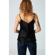 Pen-ky Lingerie 56020C9, Γυναικείο Τοπ Σατέν με λεπτό τιραντάκι, ΜΑΥΡΟ