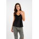 Pen-ky Lingerie 56020C9, Γυναικείο Τοπ Σατέν με λεπτό τιραντάκι, ΜΑΥΡΟ