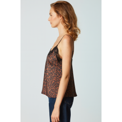 Pen-ky Lingerie 56022D5, Γυναικείο Τοπ Σατέν με λεπτό τιραντάκι και δαντέλα, ANIMAL PRINT