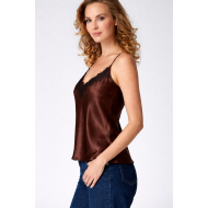 Pen-ky Lingerie 56023D5, Γυναικείο Τοπ Σατέν με λεπτό τιραντάκι και δαντέλα, ΚΑΦΕ ΚΟΝΙΑΚ
