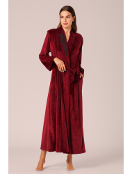 Pen-ky Lingerie 29997D5, Γυναικεία Βελούδινη Ρόμπα Μάξι Σταυρωτή,  ΜΠΟΡΝΤΟ