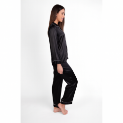 Pen-ky Lingerie 36641, Γυναικεία Σατέν Πυζάμα σε ανδρική γραμμή, ΜΑΥΡΟ