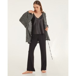 Pen-ky Lingerie 56020C9, Γυναικείο Τοπ Σατέν με λεπτό τιραντάκι, ΜΑΥΡΟ