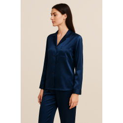 Σατέν Γυναικεία Πυζάμα Pen-ky Lingerie 36745 σε κλασική γραμμή ΜΠΛΕ ΣΚΟΥΡΟ