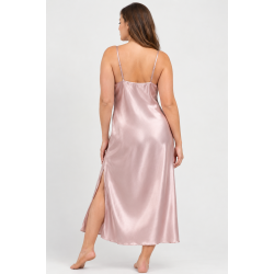 Pen-ky Lingerie 16181C6 JENNY, Σατέν Μαξι Νυχτικό  με λεπτό τιραντάκι, METALLIC PINK