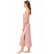 Pen-ky Lingerie 16181C6 JENNY, Σατέν Μαξι Νυχτικό  με λεπτό τιραντάκι, METALLIC PINK