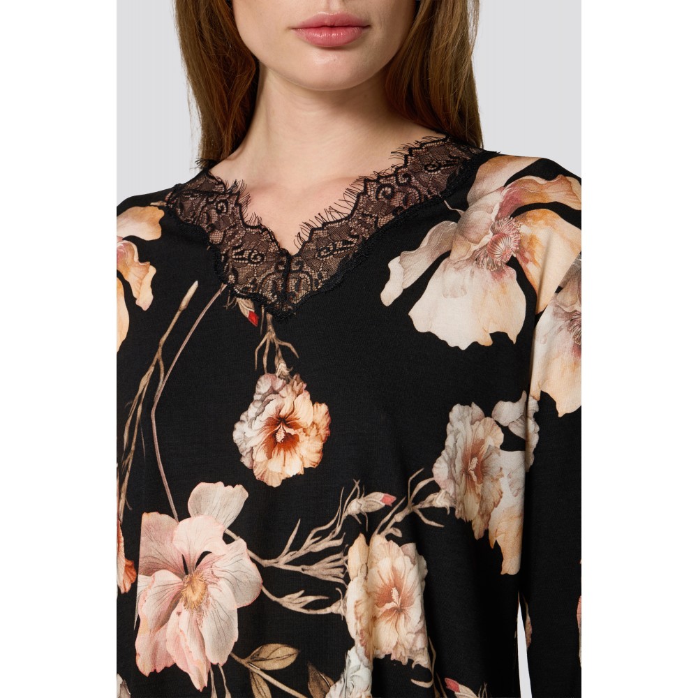 Pen-ky Lingerie 32672X6 ALCINA, Γυναικεία Πυζάμα Βισκόζι με δαντέλα, ΦΛΟΡΑΛ