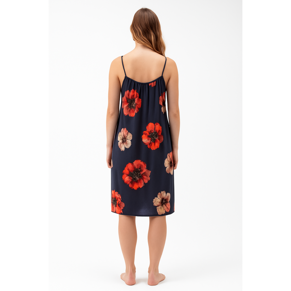Pen-ky Lingerie  16014C4 Nora, Γυναικείο Καλοκαιρινό  Φόρεμα από Σατέν Βισκόζι, ΦΛΟΡΑΛ