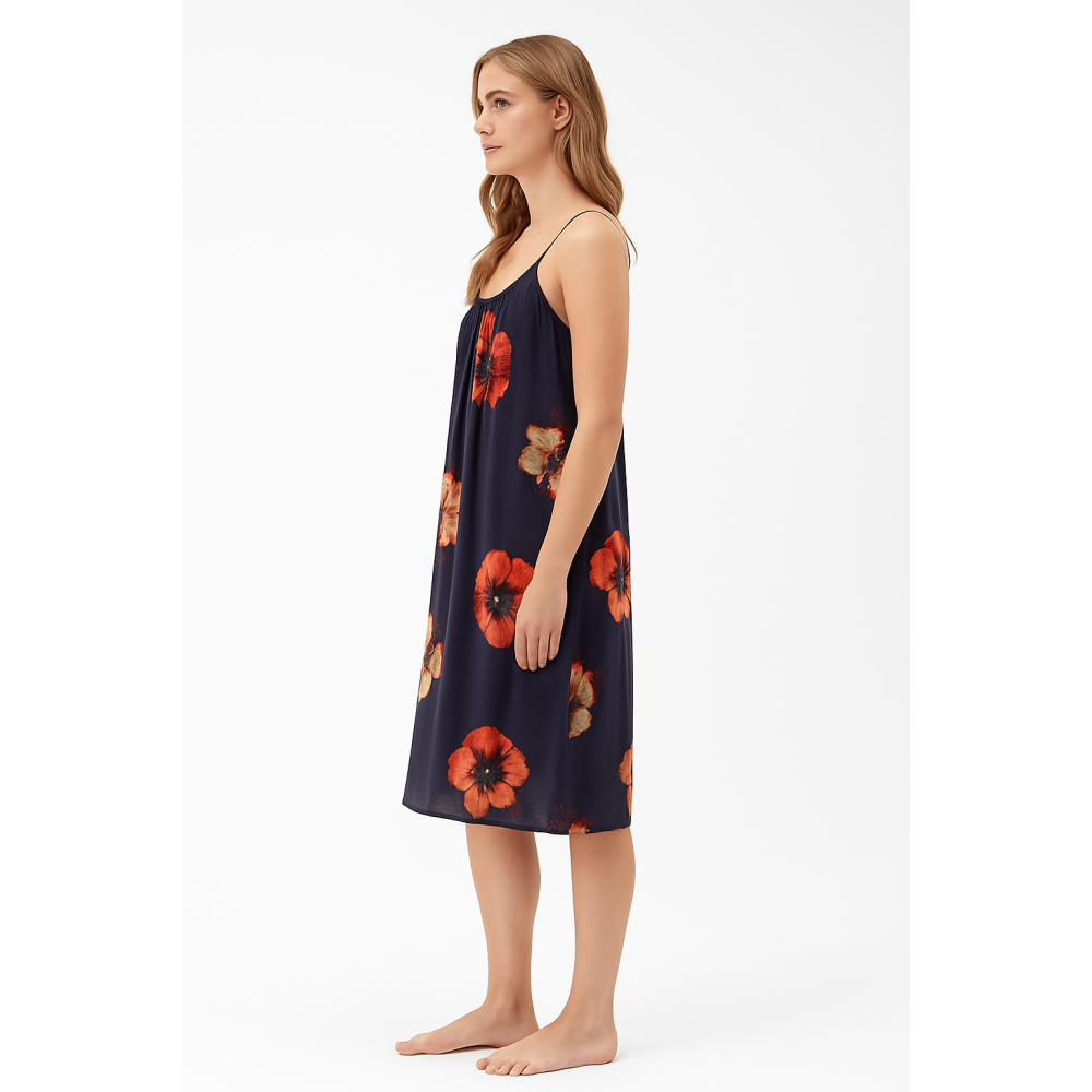 Pen-ky Lingerie  16014C4 Nora, Γυναικείο Καλοκαιρινό  Φόρεμα από Σατέν Βισκόζι, ΦΛΟΡΑΛ