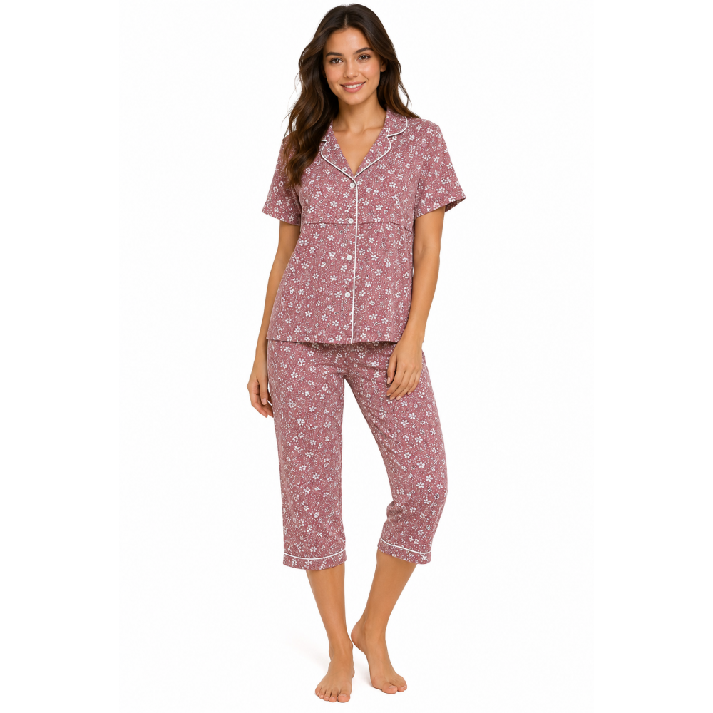 Γυναικεία Πυζάμα Πολυτελείας Pen-ky Lingerie Seniorita 35746C3-245, ΡΟΖ ΦΛΟΡΑΛ