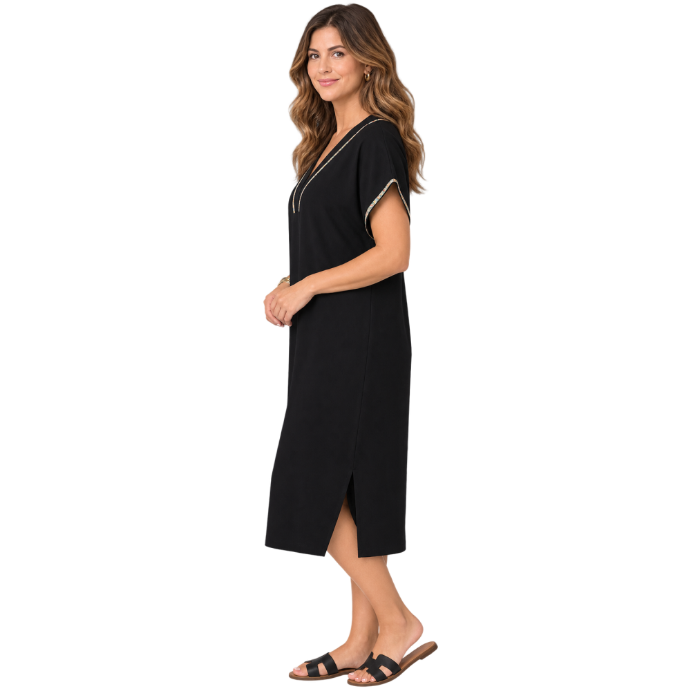 Pen-ky Lingerie 65331C3 CARMINA, Γυναικείο Καλοκαιρινό  Φόρεμα Βισκόζι, ΜΑΥΡΟ