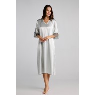 Pen-ky Lingerie 16409C5 BAIRA, Γυναικείο Midi Σατέν Νυχτικό με δαντέλα, ΓΚΡΙ-ΜΕΝΤΑ