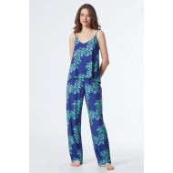 Pen-ky Lingerie 35032C5, Γυναικείο Σετ Homewear με μακρύ παντελόνι και Τοπ, ΜΠΛΕ ΡΟΥΑ